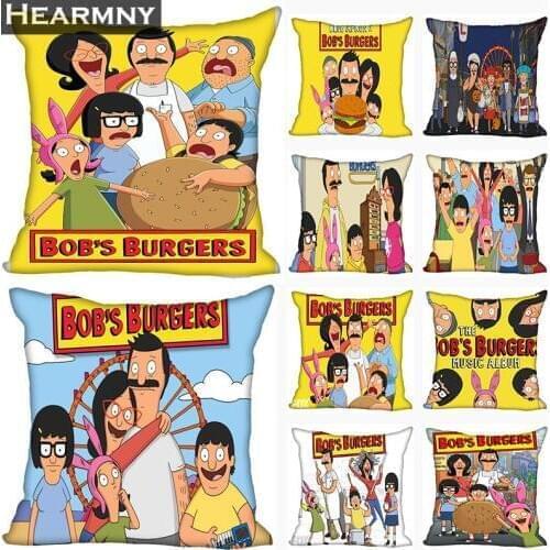 New Arrival Bobs Burgers Pillow Cover Bedroom Home Office Decorative Pillowcase Square Zipper Pillow Cases Satin Soft No Fade