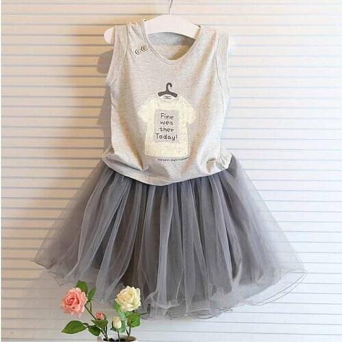 Girls clothes 2016 new baby clothes tutu and Vest Shirts children clothing for summer 2-7y toddler clothing