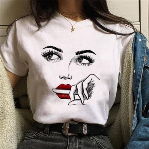 FIXSYS Hot Harajuku Fashion Tshirt Make Up Graphic T Shirt Women Eye Shadow Grunge T-shirt Ullzang Top Tee Female