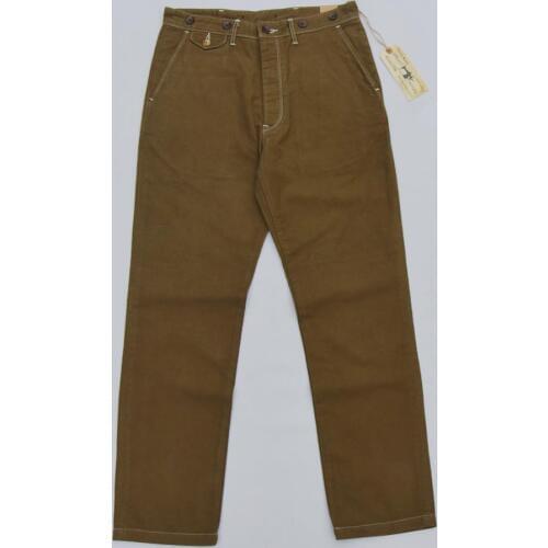 BOB DONG Casual Twill Chino Vintage Style Mens Pants With Suspender Buttons