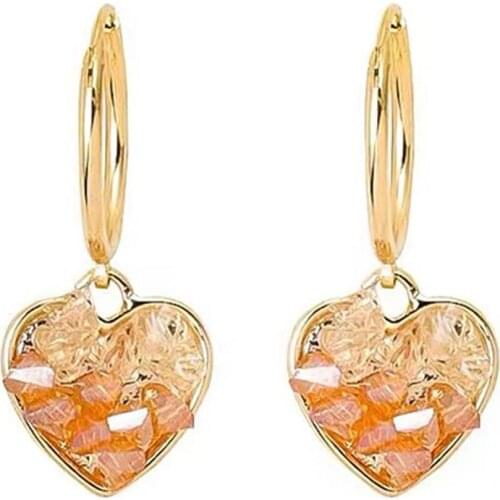 Good Workmanship Shiny Shiny Mixed Inlaided Heart Dangle Earrings for Work Sweet