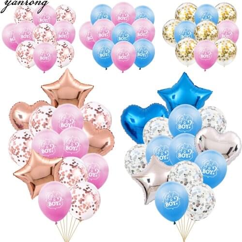 20PCS Boy or Girl Balloon Gender Reveal Party Latex Ballon with Confetti Gender Reveal Globos Baby Shower Decorations Birthday