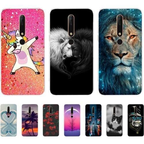 Silicon case for Nokia 6 6.1 case soft tpu back phone cover shockproof printing Coque bumper housing
