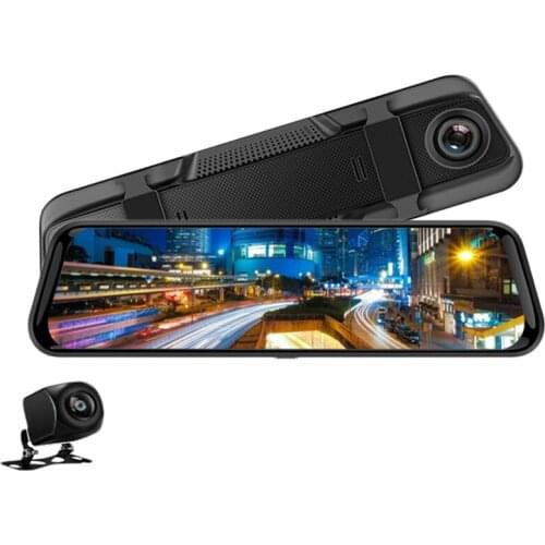 10" Car DVR Stream Media Video Recorder Dual Lens DashCam Rear View Mirrors 1080P Front Backup Camera Night Vision Touch Screen