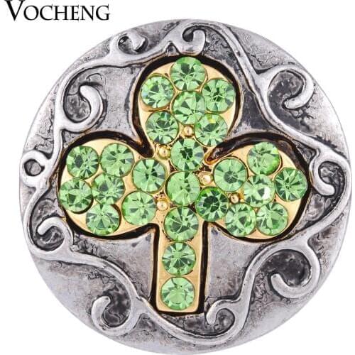 Vocheng Snap Charms 18mm Lucky Inlaid Green Clear Crystal 2 Colors Interchangeable Jewelry Vn-1094