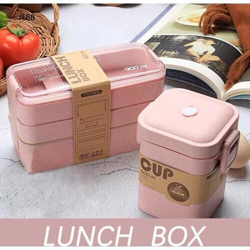 Japanese 3 Layer Lunch Box For Kids Healthy Material Wheat Straw Bento Boxes Microwave Dinnerware Food Storage Container Foodbox