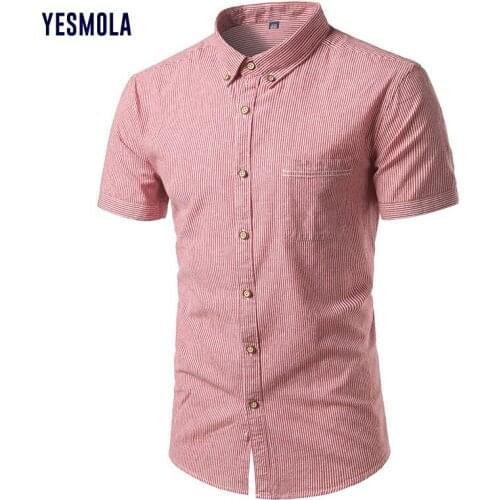 YESMOLA Mens T Shirt New Stripe Polo Shirt 100%cotton Summer Casual Striped Shirt Polo Men Tops High Quality Mens Clothing