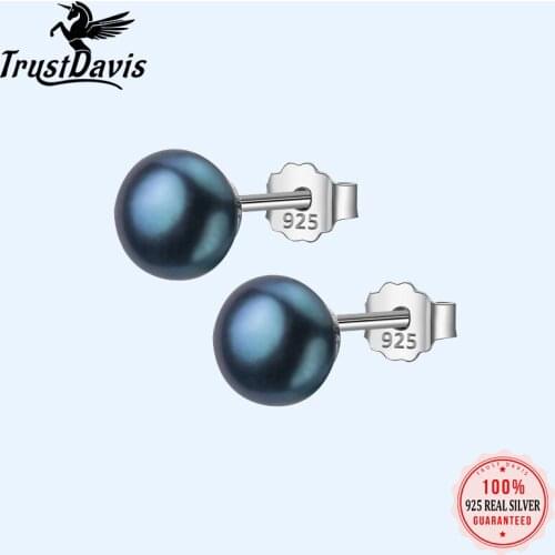 TrustDavis Real 925 Sterling Silver Fashion Moonstone Strawberry Crystal Stud Earrings For Women Fine Jewelry Gift DA2293