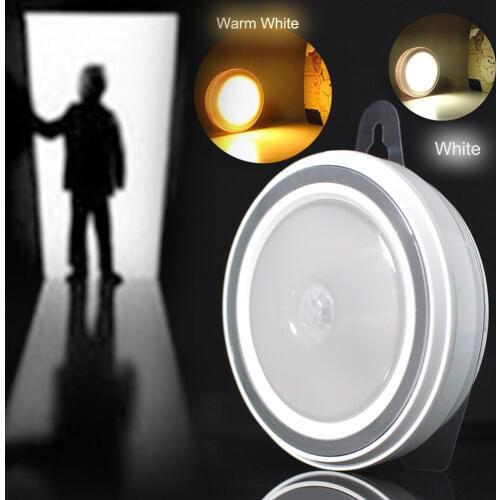 1Pc 5 LED PIR Infrared Auto Motion Sensor Detector Night Light Lamp Home Corridor Closet Hook Wall Light Battery Powered
