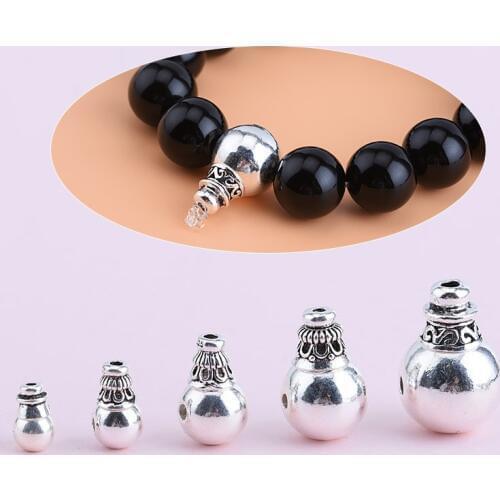 100% 925 Silver Tibetan Malas Guru Bead Sterling Silver Buddhist Prayer Beads Guru Bead Three Holes Bead with Tower