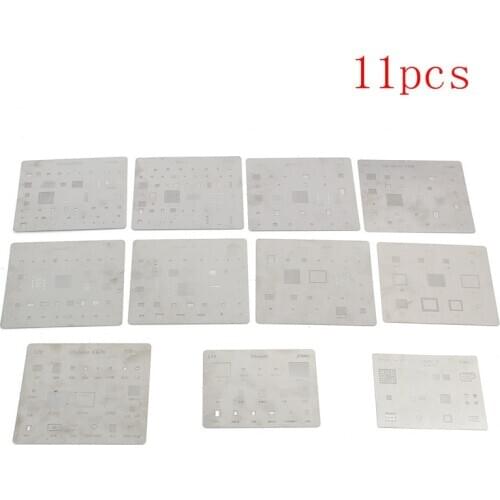 11pcs/Set IC Chip BGA Reballing Rework Stencil Template For iPhone 4/4S/5/5S/6/6P/6s/6sp/7/7Plus High Quality Kits