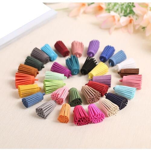20Pcs Color Mini Suede Tassel Fringe DIY Handmade Material Leather Tassel Trim Garments Curtains Keychain Decor Crafts Tassels