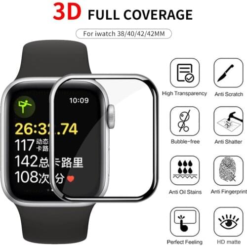 3D Curved Edge Tempered Soft Glass Film For Apple Watch 1/2/3 38MM 40MM for Iwatch 4/5/6/SE 44MM 42MM (Not Tempered Soft glass)