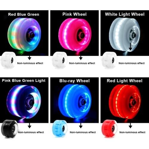 4pcs Durable Luminous Roller Skate Wheels with Bearings Suitable for Double Row Skating and Skateboard FK88