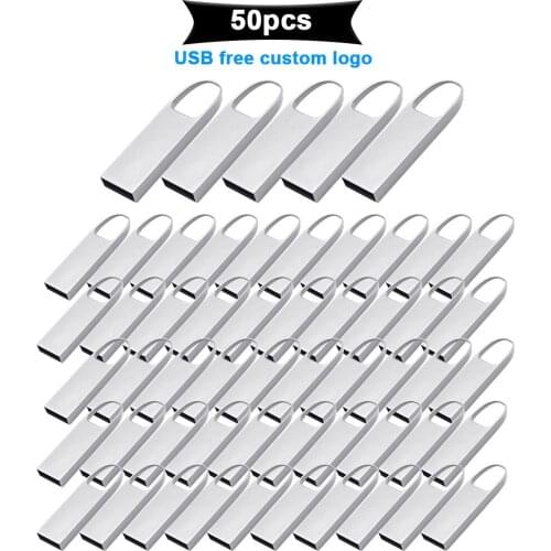 50pcs/lot Waterproof Metal Pendrive Flash Drive USB 2.0 Cle Usb 4GB 8GB 16GB 32GB U Disk Pen Drive Personalize Logo for Wedding