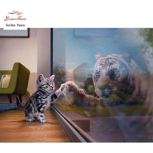 GOLDEN PANNO Diamond Painting Full Square 5D Diy Daimond Embroidery Diamant Mosaic Sale rhinestones pictures Cat change tiger 03