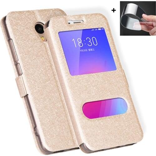 Open window capa 5.2" For Meizu M6 Meilan 6 M711Q M711C M711M Case Cover PU Leather Flip back Cover For Meizu M6 Meilan6 shell