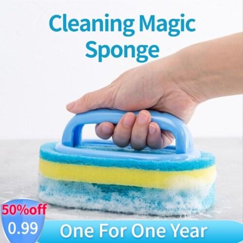 Cleaning Magic Sponge Kitchen Bathroom Toilet Glass Wall Cleaning Bath Brush Handle Sponge Ceramic Window Slot Clean Brush