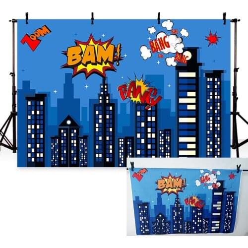 MEHOFOTO photography backdrop Super Hero City Night Children birthday Party Background decoration photocall for photography prop