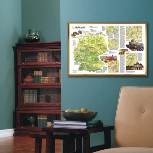 A2 Unframed Germany Travel Map In 1991 Non-woven Wall Painting Map of The World Printed Map for For Culture and Travel Supplies