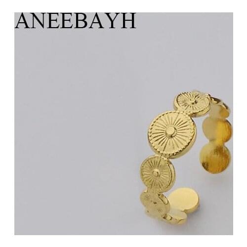 Vintage Stainless Steel Sun Rings For Women Trendy Round Gold Metal Finger Rings Anniversary Gift Anillos Mujer 2021