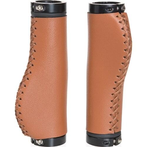 Bicycle Leather Handlebar Cover Mountain Bike Retro Bike Lockable Handlebar Cover Non-slip PU Leather Folding Handlebar Cover