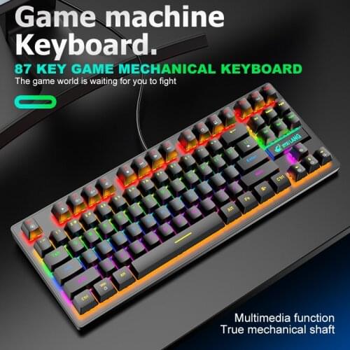 Punk Gaming Mechanical Keyboard 87Keys Blue Switch Colorful Backlit Game Wired Pink Keyboard for E-sports Office Laptop PC Gamer