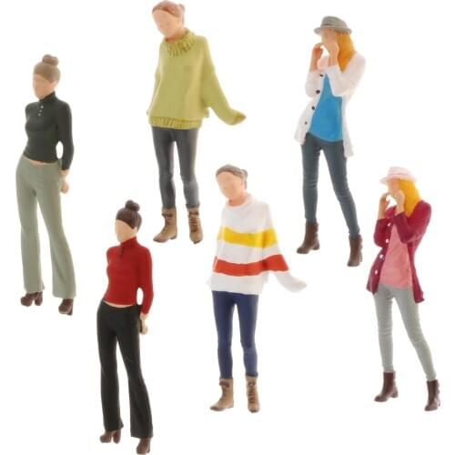 Miniature 1:64 Diorama Figure Fashion Girl Doll Street Park Buliding Layout Desk Decoration Accs