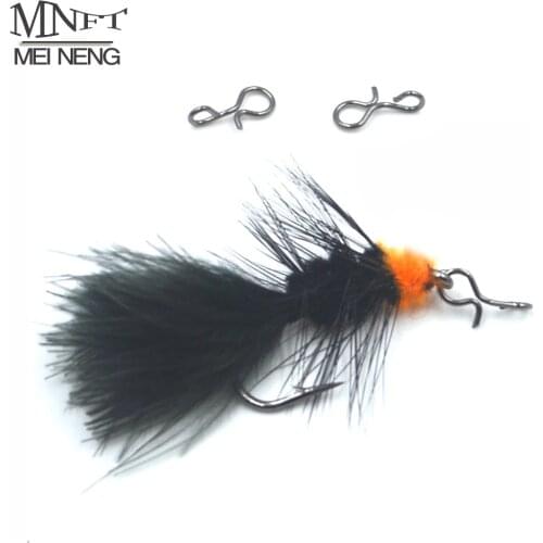 MNFT 50Pcs Quick Change For Flies Hooks And Lures Fly Fishing Snap Hooks Set High Carbon Steel Fly Snap Hook Fishing Snaps