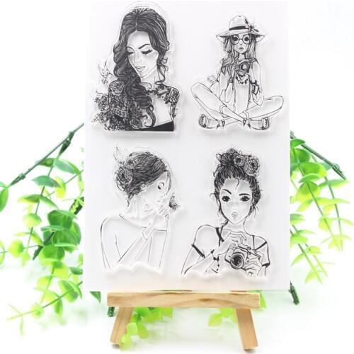 Fashion Girl Transparent Clear Silicone Stamps for DIY Scrapbooking/Card Making/Kids Fun Decoration Supplies