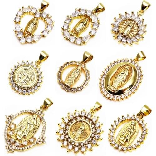 C.YIP KAN Fashion color Zircon Pendant Virgin Mary Pendant sun shape Pendant DIY jewelry accessories gift for friends