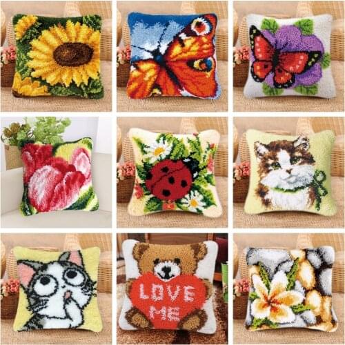 Cartoon Animal Carpet Embroidery Pillowcase Canvas Foamiran Latch Hook Rug Kits DIY smyrna Package Carpet Embroidery Latch Hook