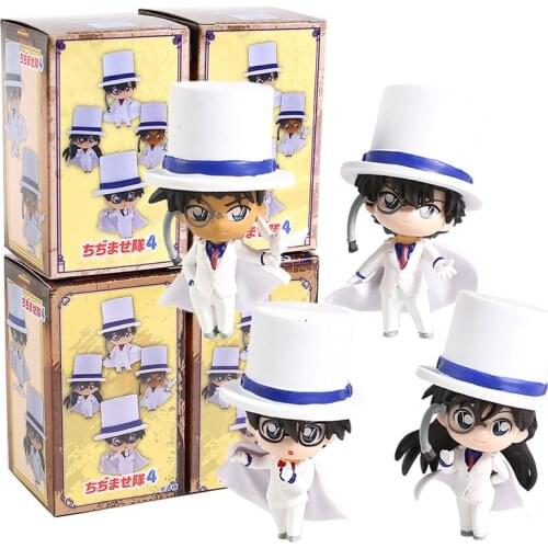 Detective Conan Kid Corps Edogawa Konan Kaitou Kiddo Mouri Ran Hattori Heiji Mini PVC Figures Toys 4pcs/set