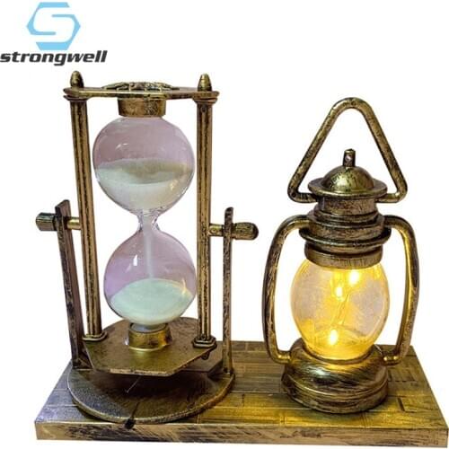 Strongwell European Retro Hourglass Night Light Desktop Decor Table Lamp Home Decorations Accessories Living Room Birthday Gift
