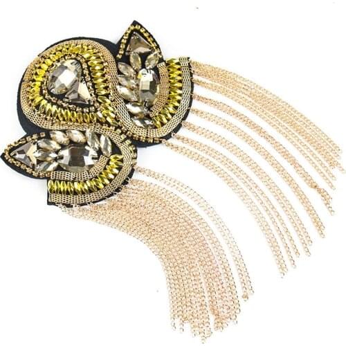 New Bead Rhinestone Clothing Patch Chain Fringed Performance Stage Versatile Coat Tassel Epaulettes Sewing Diamond Craft