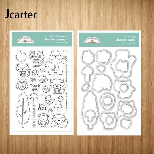 New Design Animals Fox Bear Tree Metal Cutting Dies and Clear Stamps Craft Stencil Scrapbooking Album Paper Make Template Decor