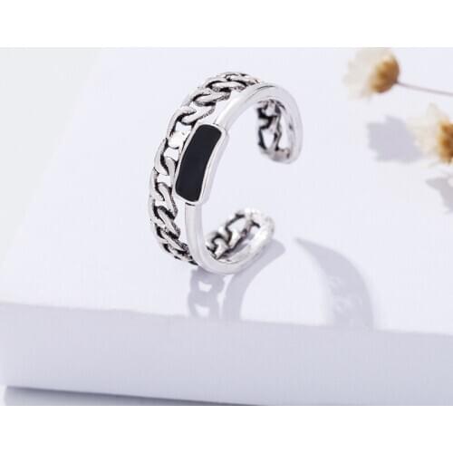 Charm Vintage Knuckle Midi Black Chain Ring For Woman Wedding Punk Men Bohemian Anillos Fashion Statement Jewelry