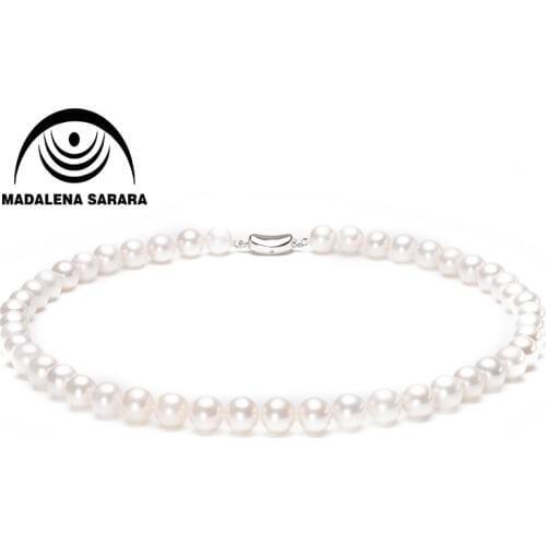 MADALENA SARARA 9mm AAA freshwater pearl Round shape Fine luster 18" fashion style Pearl Necklace