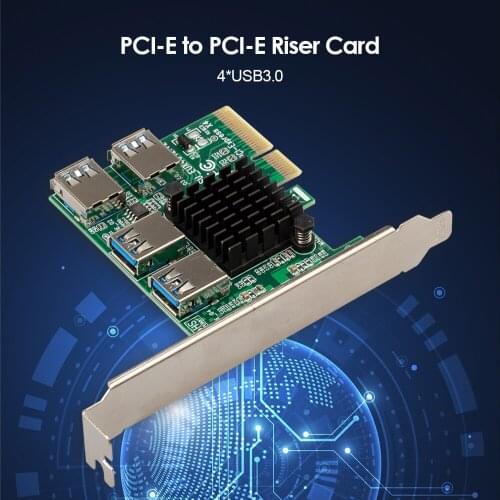 PCI-E to PCI-E Adapter Extender Driver Support 1 Turn 4 PCI-Express Slot 1x to 4x 16x 4*USB3.0 Riser Multiplier Card Converter