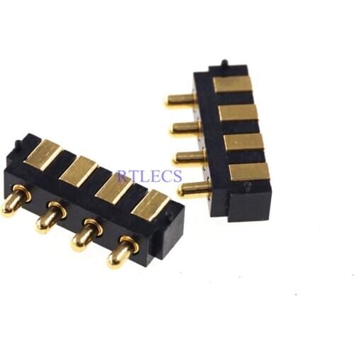 10 Pcs 2.5mm 4 PIN Pogo pin connector Right Angle Surface Mount Height 5.5mm Strip one Row Spring Loaded
