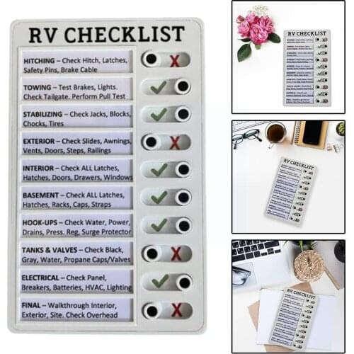 Portable RV Checklist Note Board Removable Reusable Camping Creative Notepad Checklist For Home RV Equipment Traveling L9D7