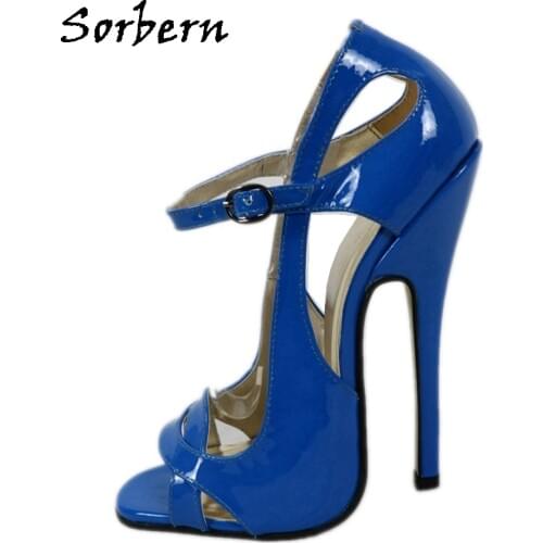Sorbern Custom Women Sandals High Heel Shiny 16Cm Open Toe Summer Shoes Crossdresser Sandal Mary Janes Female Shoes 2020