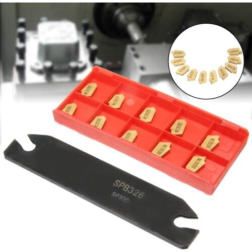 SPB26-3 Parting Grooving Cut-Off Blade Tool Holder 110*26mm + High Hardness 10pcs GTN-3 SP300 Cut-Off Carbide Inserts Mayitr