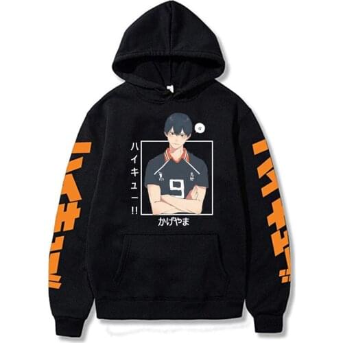 Harajuku Anime Haikyuu Kageyama Tobio Hoodies Sweatshirt Kawaii Cartoon Volleyball Junior Streetwear Fashion Winter Men Hoodies