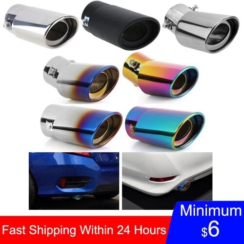 Universal Car Exhaust Muffler Tip Round Stainless Steel Car Tail Rear Chrome Round Exhaust Pipe Tail Muffler Tip Pipe Silver