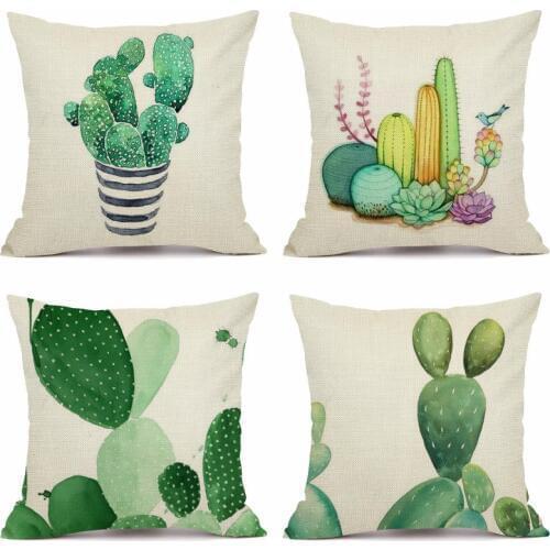 XUNYU Cartoon Cactus Pillowcase Sofa Square Decorative Throw Pillow Cover Car Cushion Cover 45X45cm AC170