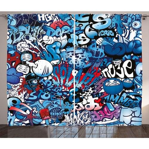 Home Curtain Colorful Graffiti Bedroom Kitchen Curtains Living Room Decoration Items Window Curtains for Living Room