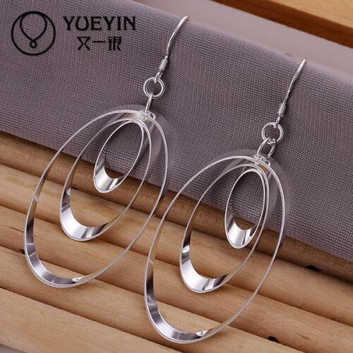 New Arrival Silver Dangle Earrings for Women Wedding Jewelry Three Circles Long Earrings Trendy Silver Jewelry Wholesale E180