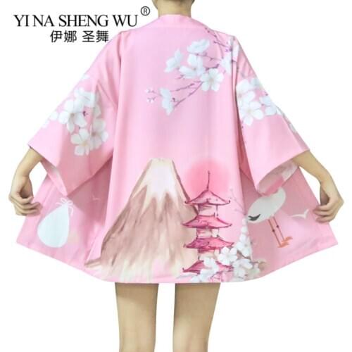 Women Japanese Kimono Traditional Cardigan Streetwear Cosplay Shirt Blouse Costume Harajuku Haori Summer Beach Kimono Clothing