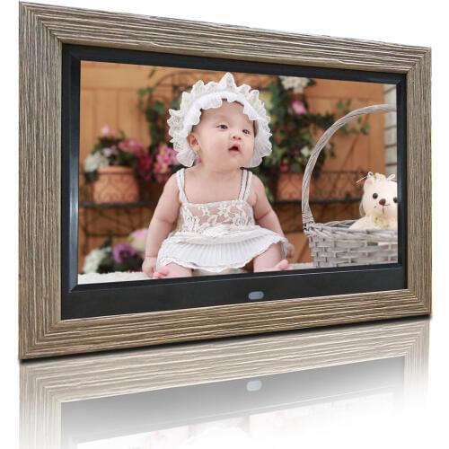 10 inch customized digital photo frame with wooden frame auto play picture or video IPS screen view 178 degree